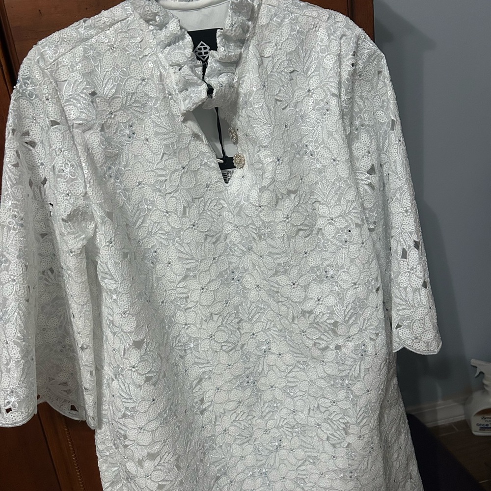 Elegant White Lace Long Sleeve Dress